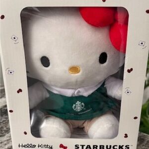 Starbucks Hello Kitty Plush with Red Bow and Green Apron